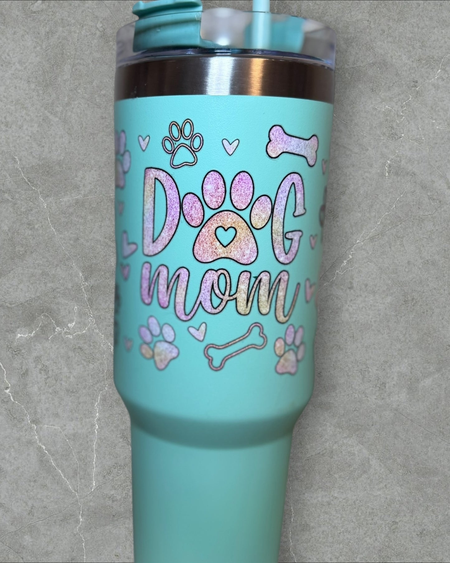 Dog Mom 40oz tumbler.